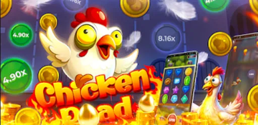 Safe Zone Reached Chicken character reaching safe zone in exciting road casino game