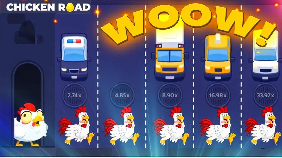 Chicken Crossing Success Player successfully navigating chicken crossing hazards for big wins
